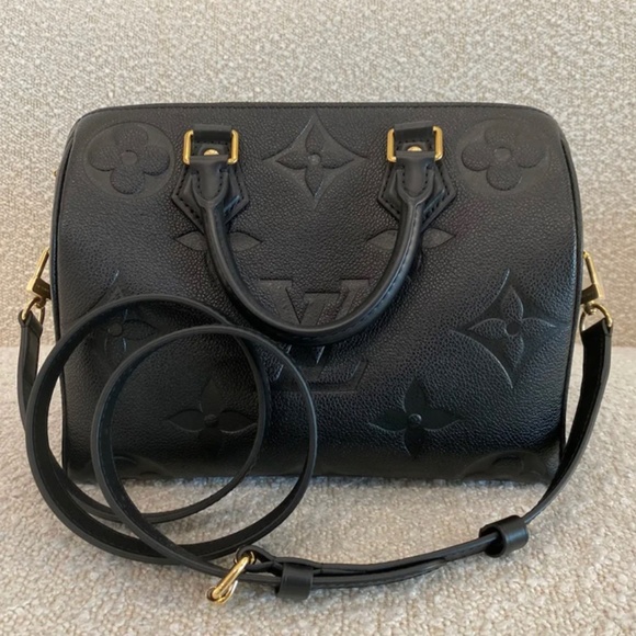 Authentic Louis Vuitton Speedy Bandoulière 25 Black Monogram Empreinte Leather - Picture 16 of 16